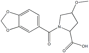 1-(1,3-benzodioxol-5-ylcarbonyl)-4-methoxypyrrolidine-2-carboxylic acid 化学構造式