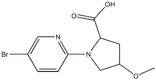 1-(5-bromopyridin-2-yl)-4-methoxypyrrolidine-2-carboxylic acid,,结构式