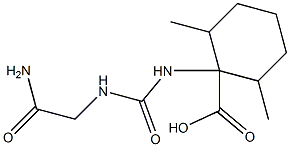1-{[(carbamoylmethyl)carbamoyl]amino}-2,6-dimethylcyclohexane-1-carboxylic acid Struktur