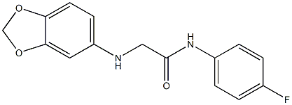 2-(2H-1,3-benzodioxol-5-ylamino)-N-(4-fluorophenyl)acetamide 化学構造式
