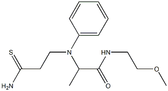 2-[(2-carbamothioylethyl)(phenyl)amino]-N-(2-methoxyethyl)propanamide Struktur