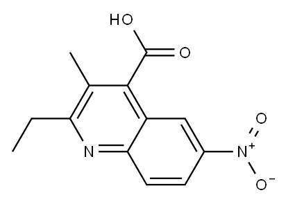 2-ethyl-3-methyl-6-nitroquinoline-4-carboxylic acid Struktur
