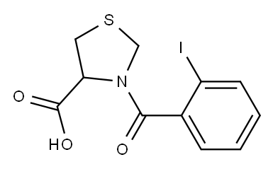 3-(2-iodobenzoyl)-1,3-thiazolidine-4-carboxylic acid 化学構造式