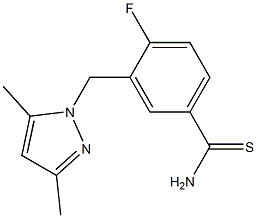3-[(3,5-dimethyl-1H-pyrazol-1-yl)methyl]-4-fluorobenzenecarbothioamide,,结构式