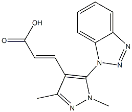 3-[5-(1H-1,2,3-benzotriazol-1-yl)-1,3-dimethyl-1H-pyrazol-4-yl]prop-2-enoic acid Struktur