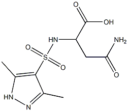 3-carbamoyl-2-[(3,5-dimethyl-1H-pyrazole-4-)sulfonamido]propanoic acid Struktur