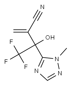 2-メチレン-3-ヒドロキシ-3-(1-メチル-1H-1,2,4-トリアゾール-5-イル)-4,4,4-トリフルオロブタンニトリル 化学構造式