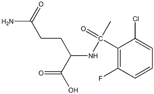 4-carbamoyl-2-[1-(2-chloro-6-fluorophenyl)acetamido]butanoic acid Struktur