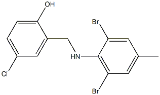 4-chloro-2-{[(2,6-dibromo-4-methylphenyl)amino]methyl}phenol Struktur