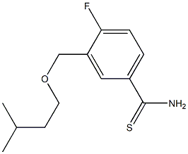 4-fluoro-3-[(3-methylbutoxy)methyl]benzene-1-carbothioamide Struktur