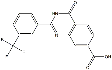 4-oxo-2-[3-(trifluoromethyl)phenyl]-3,4-dihydroquinazoline-7-carboxylic acid,,结构式