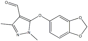 5-(2H-1,3-benzodioxol-5-yloxy)-1,3-dimethyl-1H-pyrazole-4-carbaldehyde Struktur