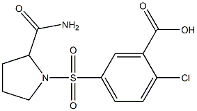 5-[(2-carbamoylpyrrolidine-1-)sulfonyl]-2-chlorobenzoic acid 结构式