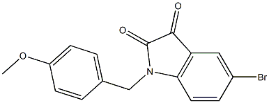 1-(4-メトキシベンジル)-5-ブロモ-2,3-ジヒドロ-1H-インドール-2,3-ジオン 化学構造式