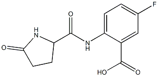 5-fluoro-2-{[(5-oxopyrrolidin-2-yl)carbonyl]amino}benzoic acid Struktur