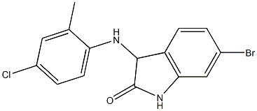 6-bromo-3-[(4-chloro-2-methylphenyl)amino]-2,3-dihydro-1H-indol-2-one,,结构式