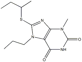 8-(sec-butylsulfanyl)-3-methyl-7-propyl-3,7-dihydro-1H-purine-2,6-dione Struktur
