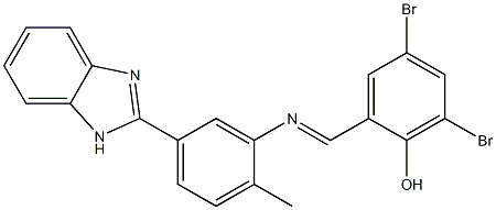 2-({[5-(1H-benzimidazol-2-yl)-2-methylphenyl]imino}methyl)-4,6-dibromophenol Structure