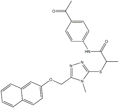 N-(4-acetylphenyl)-2-({4-methyl-5-[(naphthalen-2-yloxy)methyl]-4H-1,2,4-triazol-3-yl}sulfanyl)propanamide,,结构式