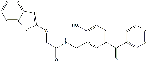 2-(1H-benzimidazol-2-ylsulfanyl)-N-(5-benzoyl-2-hydroxybenzyl)acetamide Struktur
