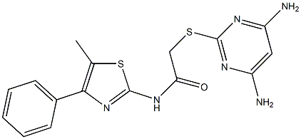 2-[(4,6-diaminopyrimidin-2-yl)sulfanyl]-N-(5-methyl-4-phenyl-1,3-thiazol-2-yl)acetamide Structure