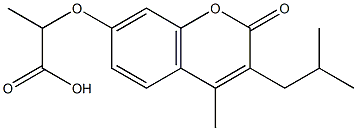 2-[(3-isobutyl-4-methyl-2-oxo-2H-chromen-7-yl)oxy]propanoic acid Struktur