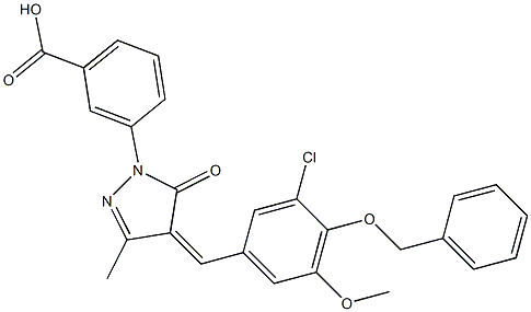 3-{4-[4-(benzyloxy)-3-chloro-5-methoxybenzylidene]-3-methyl-5-oxo-4,5-dihydro-1H-pyrazol-1-yl}benzoic acid Structure