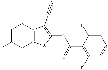 N-(3-cyano-6-methyl-4,5,6,7-tetrahydro-1-benzothien-2-yl)-2,6-difluorobenzamide Struktur