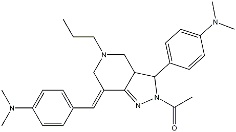 N-(4-{2-acetyl-7-[4-(dimethylamino)benzylidene]-5-propyl-3,3a,4,5,6,7-hexahydro-2H-pyrazolo[4,3-c]pyridin-3-yl}phenyl)-N,N-dimethylamine,,结构式