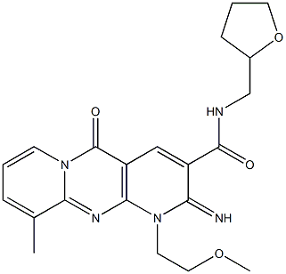 2-imino-1-(2-methoxyethyl)-10-methyl-5-oxo-N-(tetrahydrofuran-2-ylmethyl)-1,5-dihydro-2H-dipyrido[1,2-a:2,3-d]pyrimidine-3-carboxamide Structure