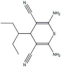 2,6-diamino-4-(1-ethylpropyl)-4H-thiopyran-3,5-dicarbonitrile Struktur