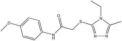 2-[(4-ethyl-5-methyl-4H-1,2,4-triazol-3-yl)sulfanyl]-N-[4-(methyloxy)phenyl]acetamide Struktur
