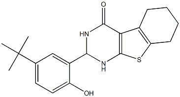2-(5-tert-butyl-2-hydroxyphenyl)-2,3,5,6,7,8-hexahydro[1]benzothieno[2,3-d]pyrimidin-4(1H)-one Struktur