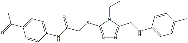 N-(4-acetylphenyl)-2-{[4-ethyl-5-(4-toluidinomethyl)-4H-1,2,4-triazol-3-yl]sulfanyl}acetamide 结构式