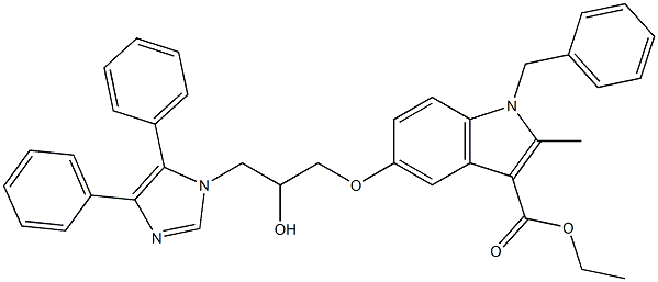 ethyl 1-benzyl-5-[3-(4,5-diphenyl-1H-imidazol-1-yl)-2-hydroxypropoxy]-2-methyl-1H-indole-3-carboxylate Struktur