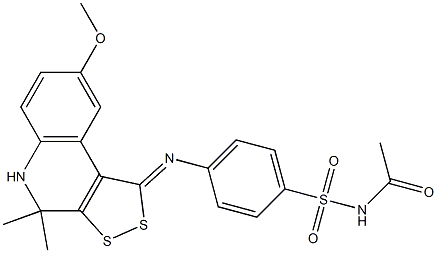 N-acetyl-4-[(8-methoxy-4,4-dimethyl-4,5-dihydro-1H-[1,2]dithiolo[3,4-c]quinolin-1-ylidene)amino]benzenesulfonamide Structure