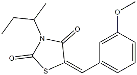 3-sec-butyl-5-(3-methoxybenzylidene)-1,3-thiazolidine-2,4-dione 结构式