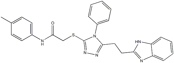 2-({5-[2-(1H-benzimidazol-2-yl)ethyl]-4-phenyl-4H-1,2,4-triazol-3-yl}sulfanyl)-N-(4-methylphenyl)acetamide Struktur