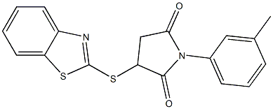 3-(1,3-benzothiazol-2-ylsulfanyl)-1-(3-methylphenyl)-2,5-pyrrolidinedione Struktur