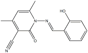 1-{[(E)-(2-hydroxyphenyl)methylidene]amino}-4,6-dimethyl-2-oxo-1,2-dihydro-3-pyridinecarbonitrile Struktur