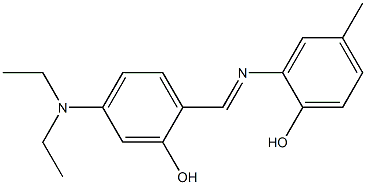2-({(E)-[4-(diethylamino)-2-hydroxyphenyl]methylidene}amino)-4-methylphenol Struktur
