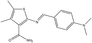 2-({(E)-[4-(dimethylamino)phenyl]methylidene}amino)-4,5-dimethyl-3-thiophenecarboxamide Struktur