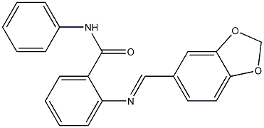 2-{[(E)-1,3-benzodioxol-5-ylmethylidene]amino}-N-phenylbenzamide Struktur