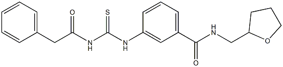 3-({[(2-phenylacetyl)amino]carbothioyl}amino)-N-(tetrahydro-2-furanylmethyl)benzamide Struktur