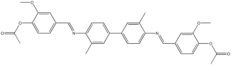 4-({[4'-({(E)-[4-(acetyloxy)-3-methoxyphenyl]methylidene}amino)-3,3'-dimethyl[1,1'-biphenyl]-4-yl]imino}methyl)-2-methoxyphenyl acetate Struktur