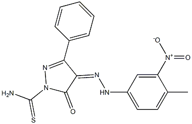 4-[(Z)-2-(4-methyl-3-nitrophenyl)hydrazono]-5-oxo-3-phenyl-1H-pyrazole-1(5H)-carbothioamide Structure
