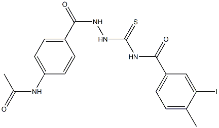 N-({2-[4-(acetylamino)benzoyl]hydrazino}carbothioyl)-3-iodo-4-methylbenzamide Struktur