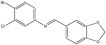 N-[(E)-1,3-benzodioxol-5-ylmethylidene]-N-(4-bromo-3-chlorophenyl)amine Structure