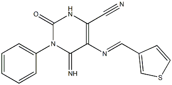 6-imino-2-oxo-1-phenyl-5-{[(E)-3-thienylmethylidene]amino}-1,2,3,6-tetrahydro-4-pyrimidinecarbonitrile Structure