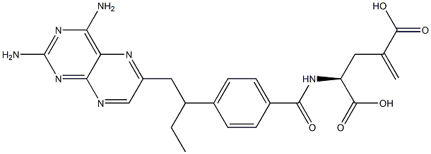 (2S)-2-[4-[1-エチル-2-(2,4-ジアミノ-6-プテリジニル)エチル]ベンゾイルアミノ]-4-メチレングルタル酸 化学構造式